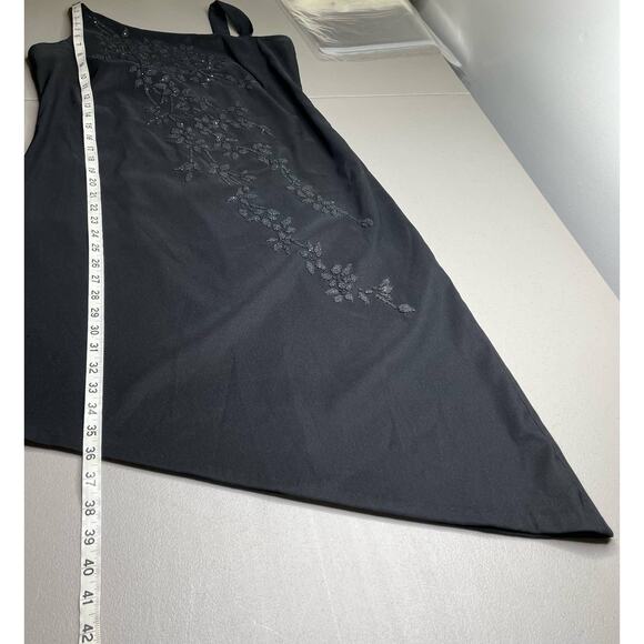 Y2K CDC Asymmetrical Cocktail Dress Sleeveless Embellished Bead Black 12‎ Petite - Picture 10 of 11